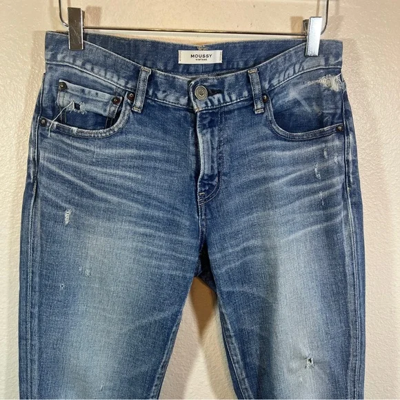 MOUSSY VINTAGE cropped frayed hem jeans - Picture 2 of 9